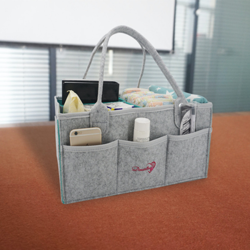 GREY Baby Diaper Caddy Organizer Nursery use Foldable Lightweight for Girls Boys Portable Baby Shower Gift Basket Travel Tote Car